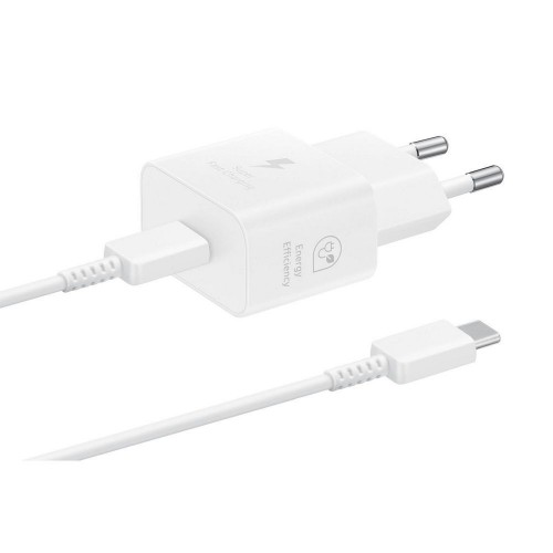 CHARGER ORIGINAL SAMSUNG EP-T2510XWEGEU 25W TYPE C + CABLE TYPE C TO TYPE C PD 3A 25W GAN WHITE BLISTER